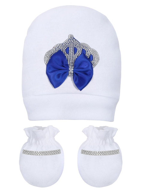 Pre-Order: Rhinestone Crown Patch, Back Wings  Sleepsuit with Dark Blue Bows and Shoes