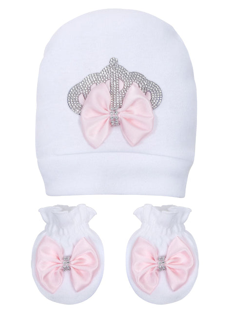 Pre-Order: Rhinestone Crown, Back Wings Patch Sleepsuit with Pink Bows and Shoes