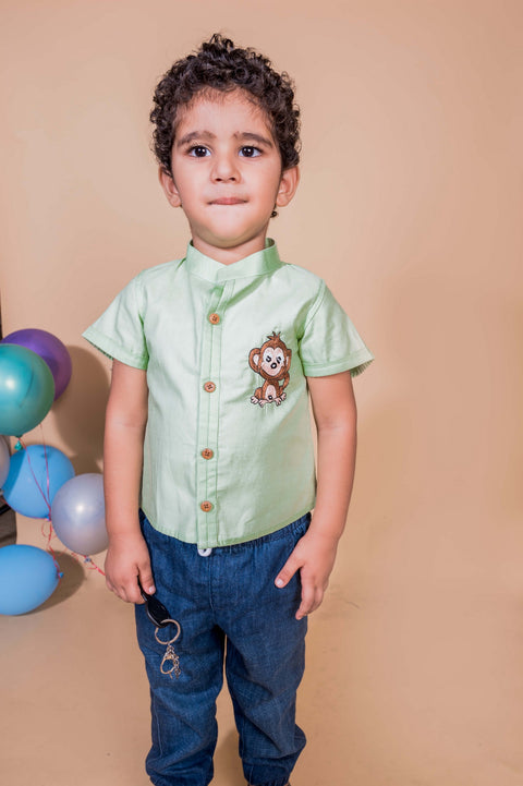 Pre-Order:  Let's B Naughty Monkey Embroidered Shirt
