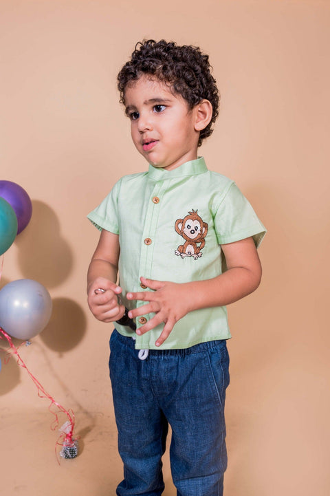 Pre-Order:  Let's B Naughty Monkey Embroidered Shirt