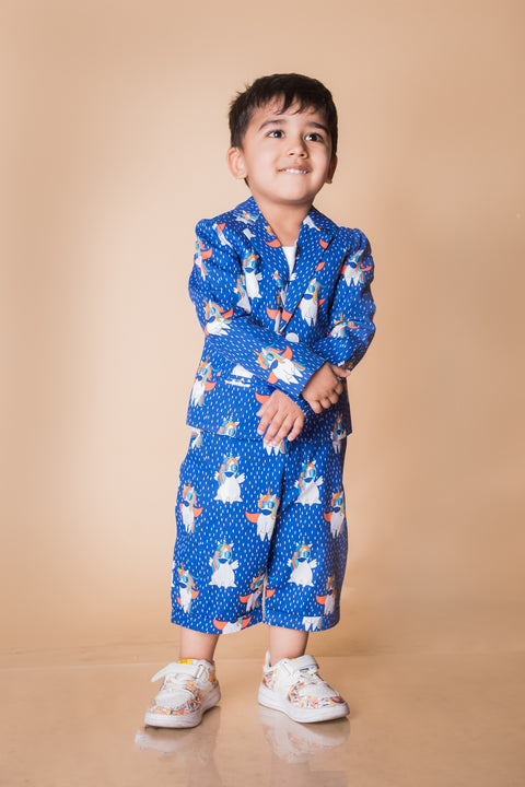 Pre-Order: Partywear Two Piece Suit Set- Unicorn Print