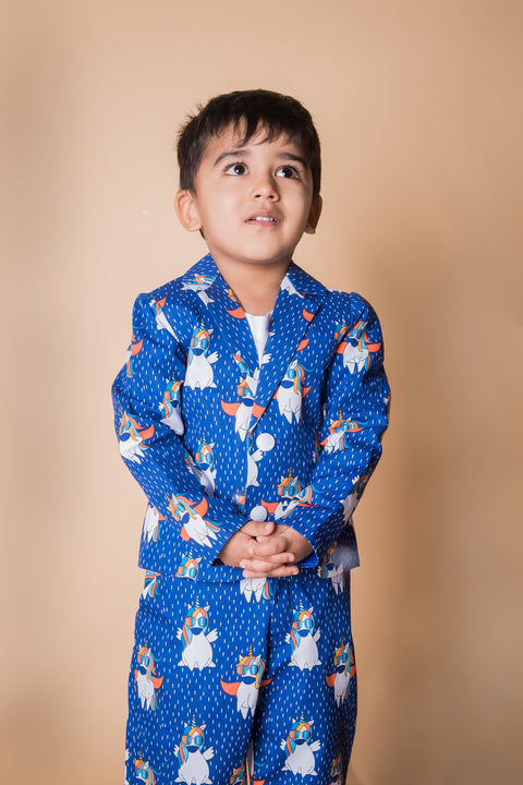 Pre-Order: Partywear Two Piece Suit Set- Unicorn Print