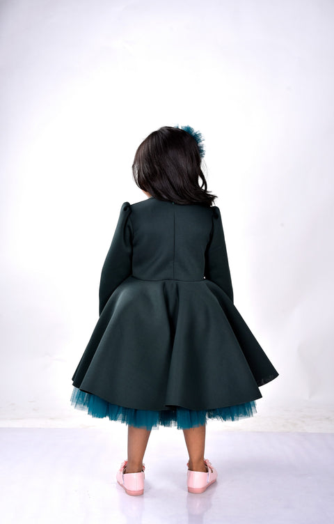 Pre-Order: Green Neoprene Front Bow Dress