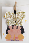 Printed Bandhani Butterfly Hairclip-Cream
