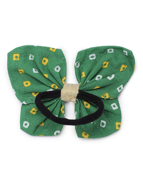 Printed Bandhani Butterfly Rubberband-Green