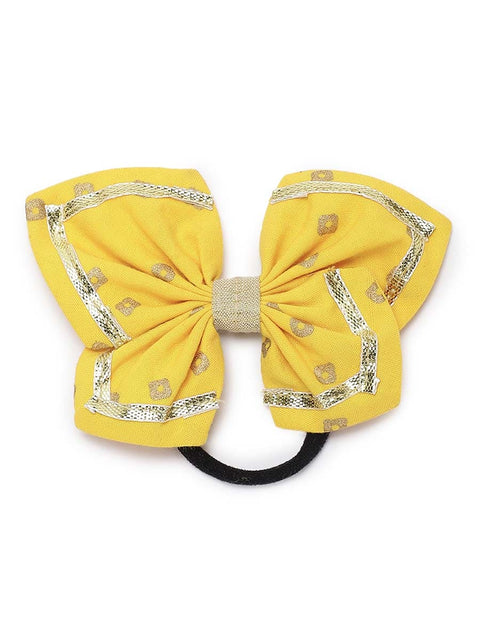Printed Bandhani Butterfly Rubberband-Yellow