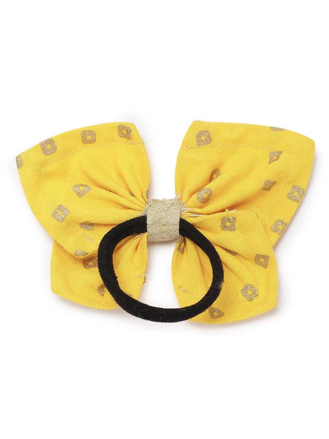 Printed Bandhani Butterfly Rubberband-Yellow