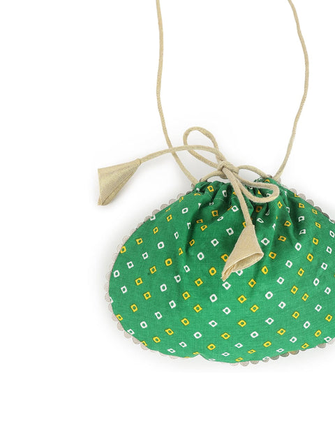 Printed Bandhani Potli-Green