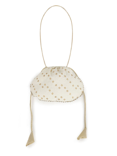 Printed Bandhani Potli-Cream