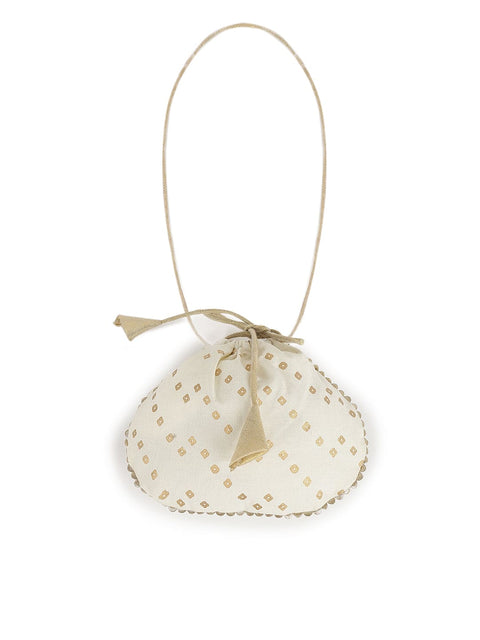 Printed Bandhani Potli-Cream