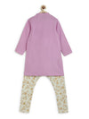 Boys Nawab Kurta Pyjama Cotton Set Embroidered- Purple