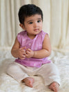 Newborn Baby Premium Cotton Jhabla Set White Buta- Purple