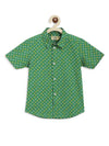 Boys Printed Bandhani Shirt-Green