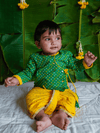 Baby Boy Bandhani Dhoti Kurta Set-Green