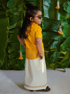 Boys Mundu Dhoti Shirt Set-Yellow