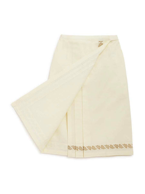 Boys Mundu Dhoti & Angvastram Set-Cream
