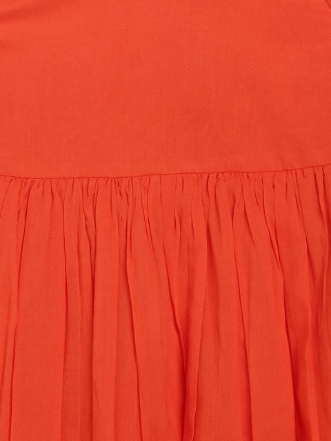 Girls Maxi Dress Tie Dye Ombre -Orange