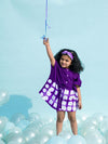 Girls Kaftan Dress Tie Dye Clamp - Purple