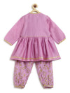 Baby Girl Chanderi Angrakha Suit Set Embroidered- Purple