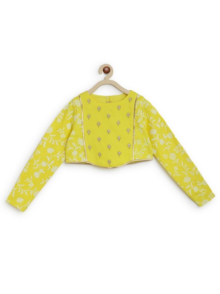 Girl Ethnic Co-ord Set Embroidered- Yellow