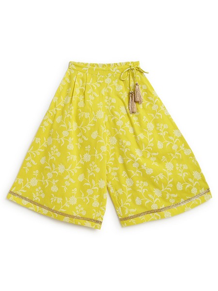 Girl Ethnic Co-ord Set Embroidered- Yellow