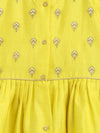 Girls Combo Angrakha Set And Bow Hairclip Gold Print- Yellow