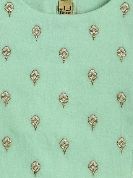 Girls Combo Co-ord Set And Bow Hairclip Gold Print- Yellow