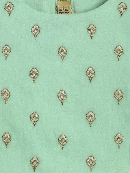 Girls Combo Co-ord Set And Bow Hairclip Gold Print- Yellow