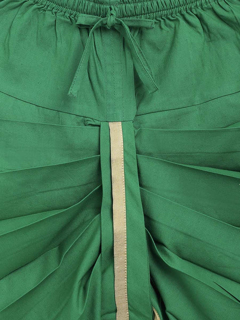 Baby Girl Bandhani Printed Angrakha Suit Set-Green