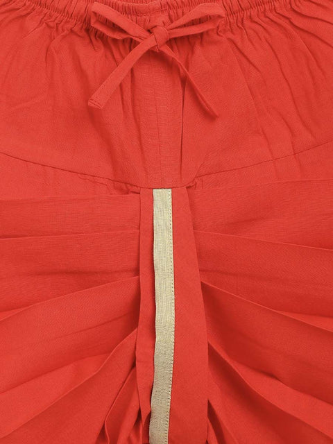 Baby Girl Bandhani Printed Angrakha Suit Set-Red