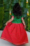 Baby Girl Bandhani Pattu Pavdai-Green