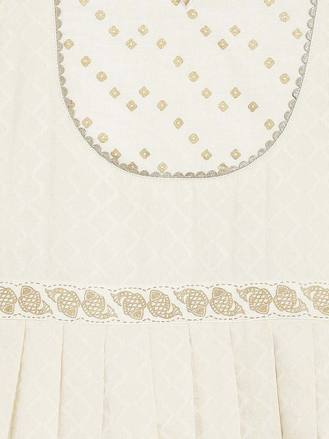 Girl Bandhani Pattu Pavdai-Cream