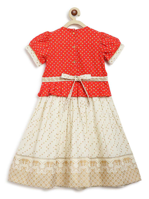 Girl Bandhani Pattu Pavdai-Red