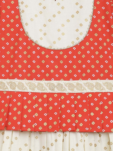 Girl Bandhani Pattu Pavdai-Red