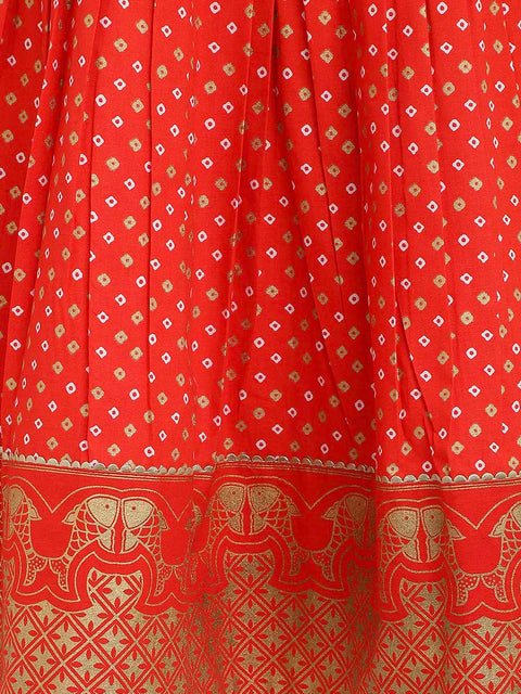 Girl Bandhani Pattu Pavdai-Green