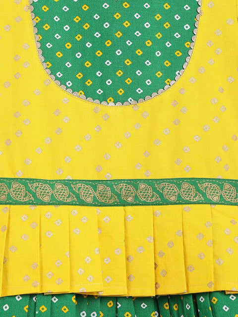 Girl Bandhani Pattu Pavdai-Yellow