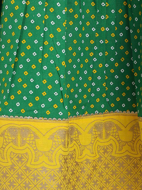 Girl Bandhani Pattu Pavdai-Yellow