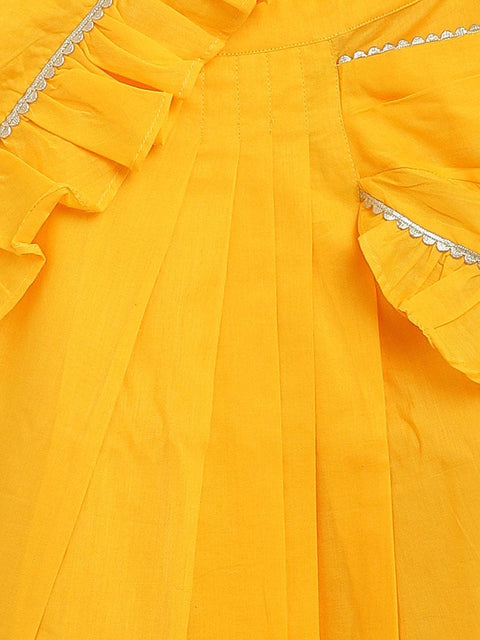 Girls Ruffle Saree-Yellow