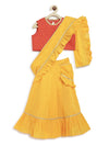 Girls Ruffle Saree-Yellow