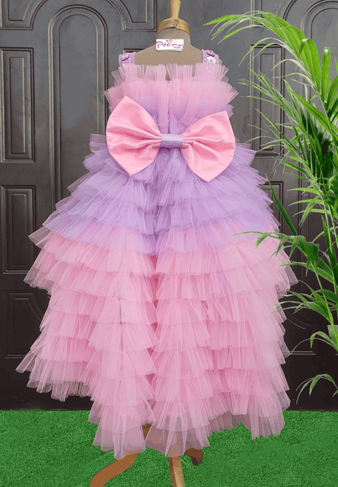 Pre-Order: Pink Hi Low Dress with belt on the waist