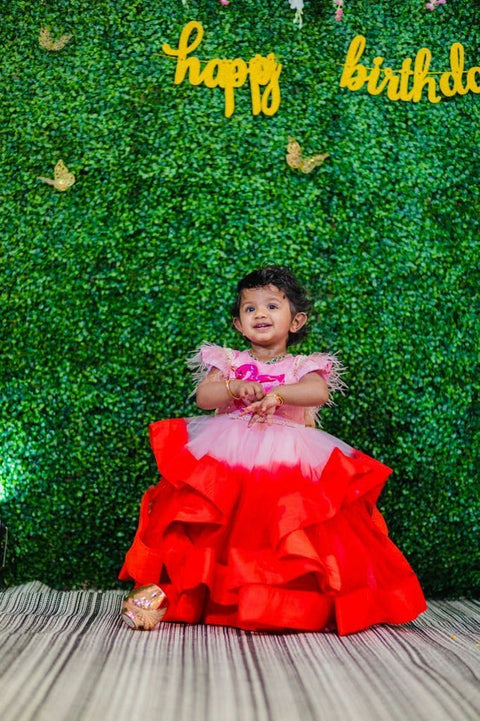 Pre-Order: Red Double Shade Flamingo Gown
