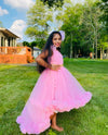 Pre-Order: Pink Bouncy High Low Gown with Frills
