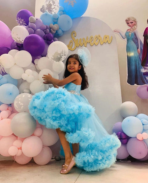 Pre-Order: Blue Bouncy High Low Gown