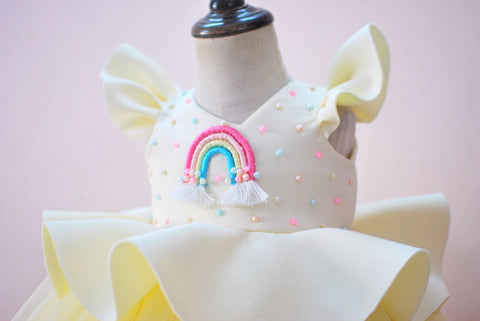 Pre-Order: Rainbow Peplum Short Length Dress