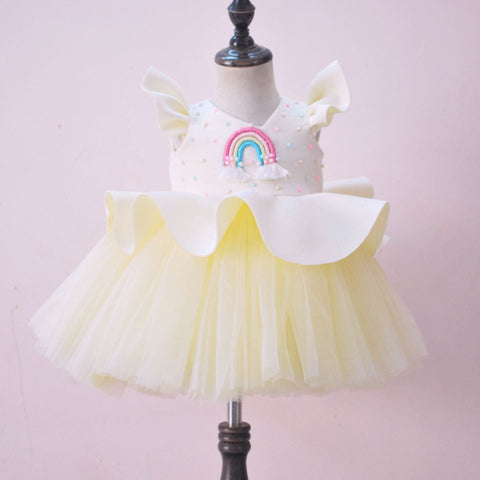 Pre-Order: Rainbow Peplum Short Length Dress