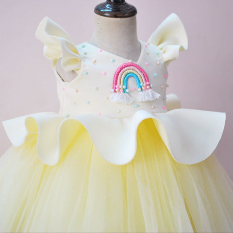 Pre-Order: Rainbow Peplum Short Length Dress