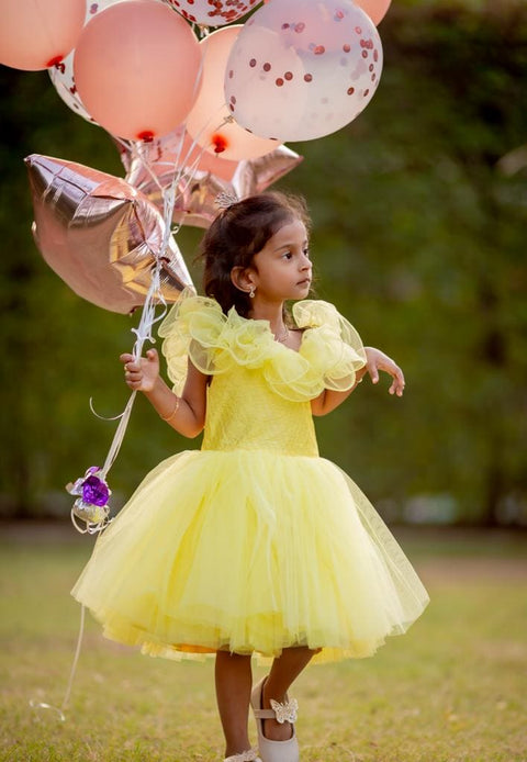 Pre-Order: Yellow Off-Shoulder Beautiful Dress