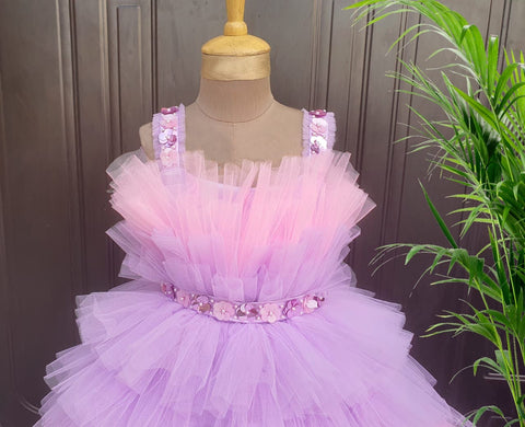 Pre-Order: Pink Hi Low Dress with belt on the waist