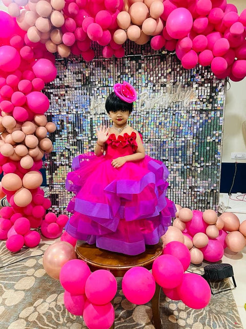 Pre-Order: Hot Pink Ruffle Gown