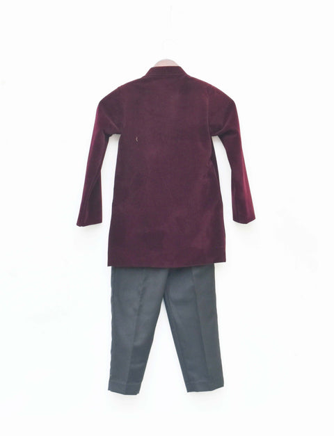 Pre-Order: Wine Bandgala with Black Pant